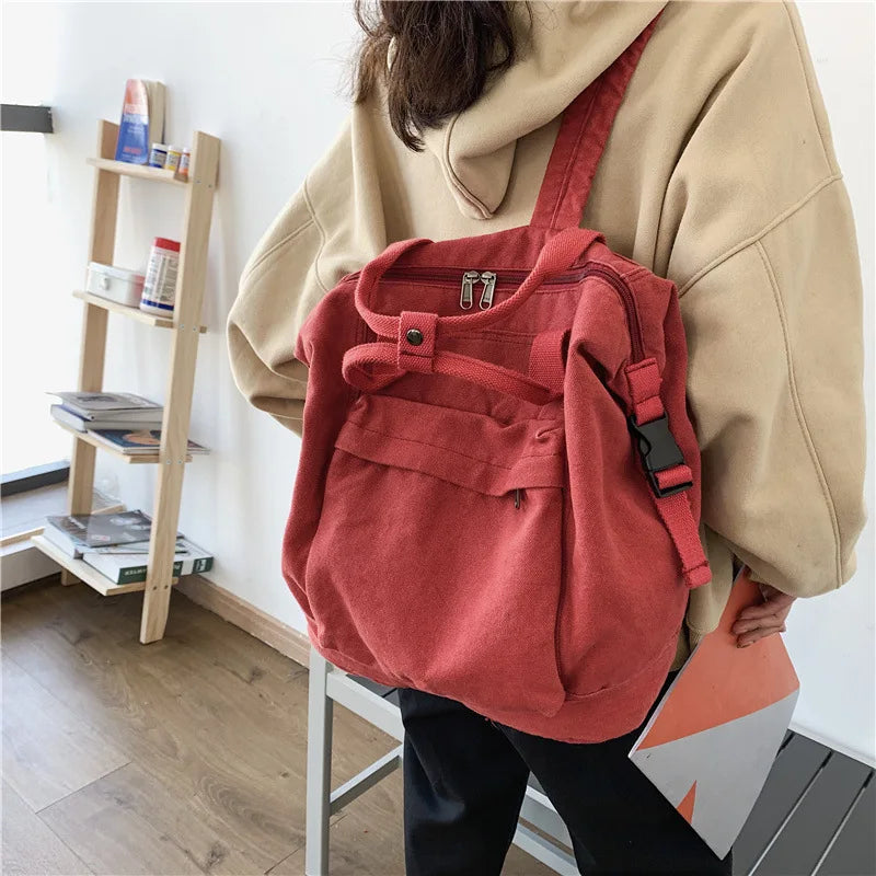 Canvas School Backpack Women Travel Casual Handbags Large Capacity Bagpack