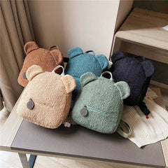Lamb Fleece Women's Backpack Bear Shaped Shoulder Backpack
