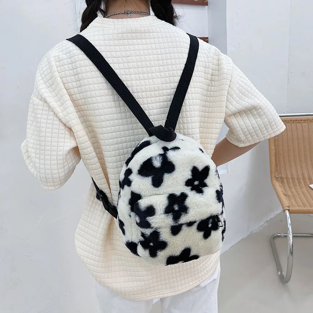 Kids Travel Rucksack Lamb Fleece Shoulder Backpack