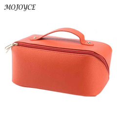 Portable Cosmetic Bag Pu Leather Pencil Cases Large Capacity Travel Organizer