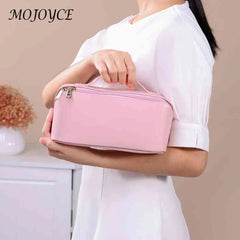 Portable Cosmetic Bag Pu Leather Pencil Cases Large Capacity Travel Organizer