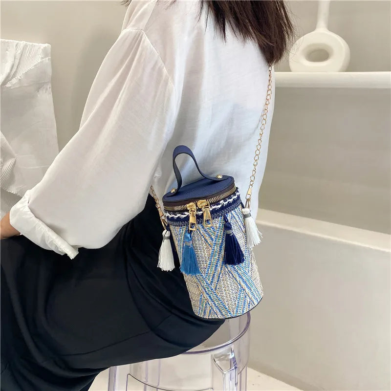 Vintage Ethnic Style Shoulder Bag Tassel Chain Ladies Crossbody Bag