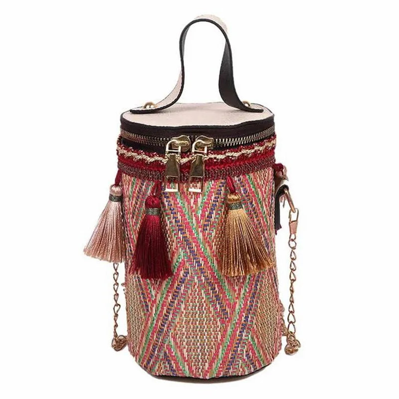 Vintage Ethnic Style Shoulder Bag Tassel Chain Ladies Crossbody Bag