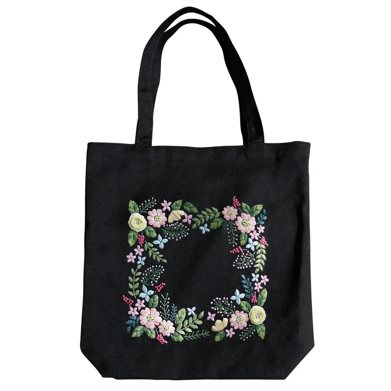 DIY Embroidery Kit Flower Shoulder Bag Cross Stitch for Beginner