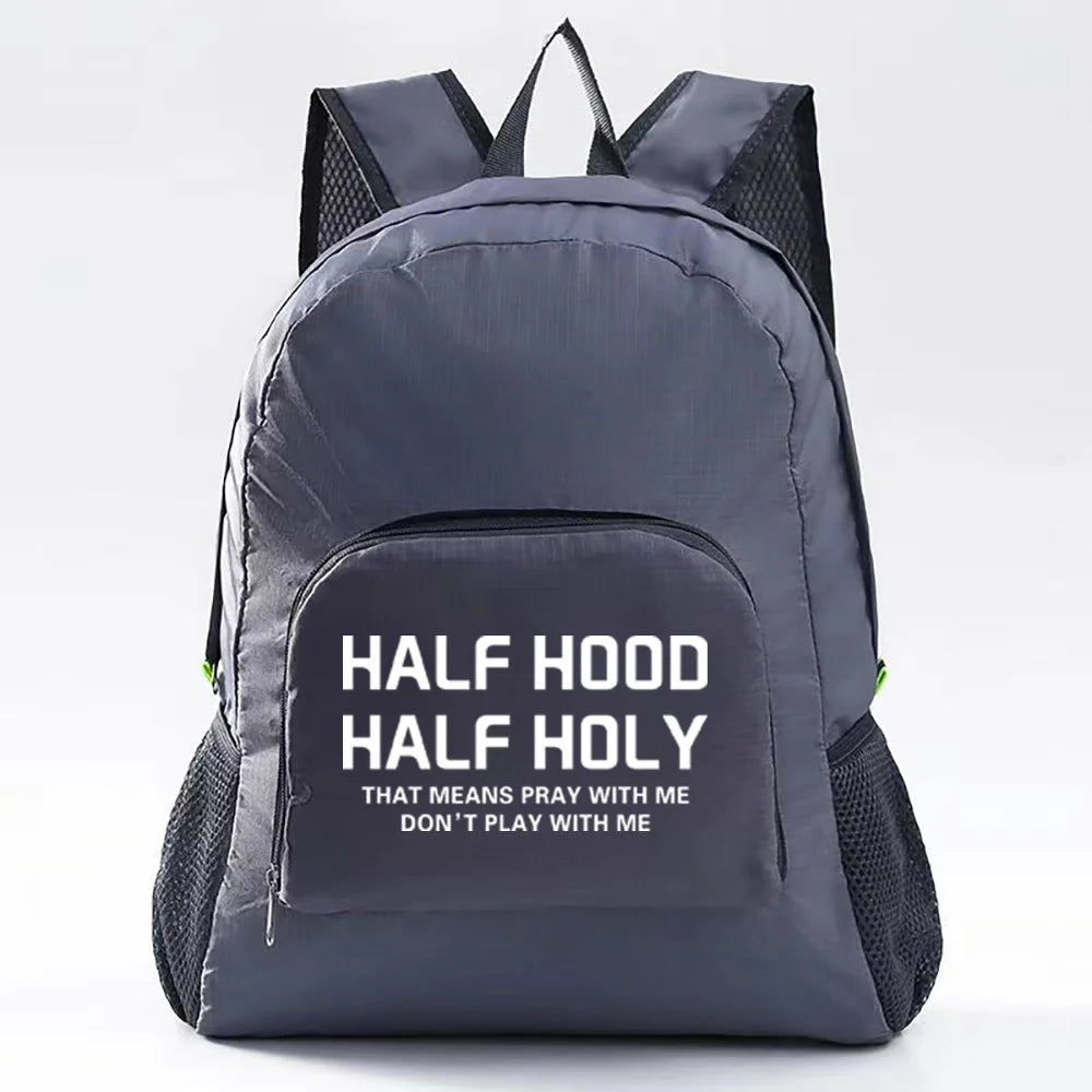 Ultralight Foldable Backpack for Camping Hiking - Text Pattern Daypack