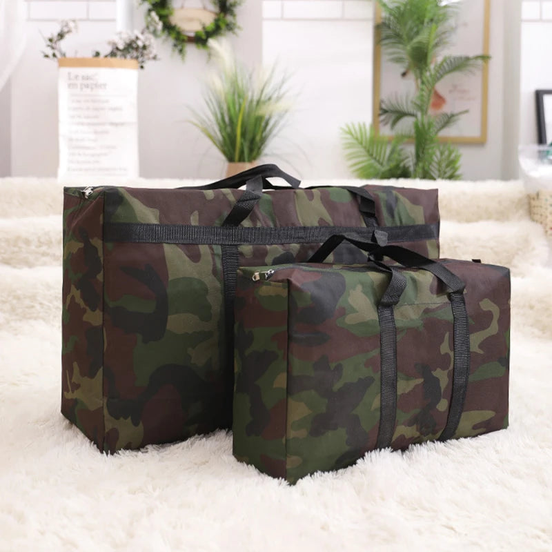 Portable Green Camouflage Bag Folding Travel Bags Nylon Waterproof