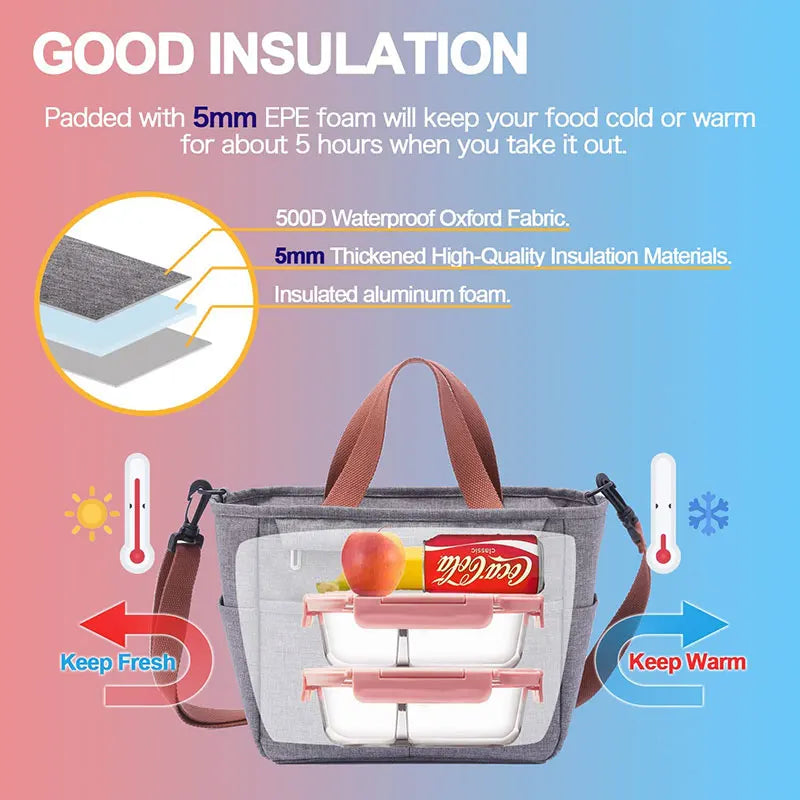 Portable Insulated Cooler Bag for Food Picnic Women Travel Therm