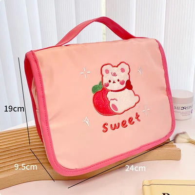 Portable Large Capacity Cosmetic Bag Cartoon Bear Beauty Storage Bags