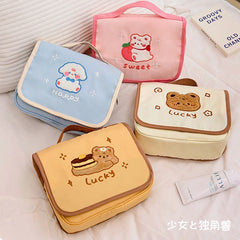 Portable Large Capacity Cosmetic Bag Cartoon Bear Beauty Storage Bags