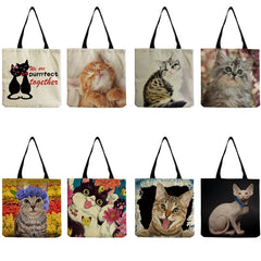 Customizable Women Shoulder Bag Cat Print School Teacher Gift Animal Shopper Bag