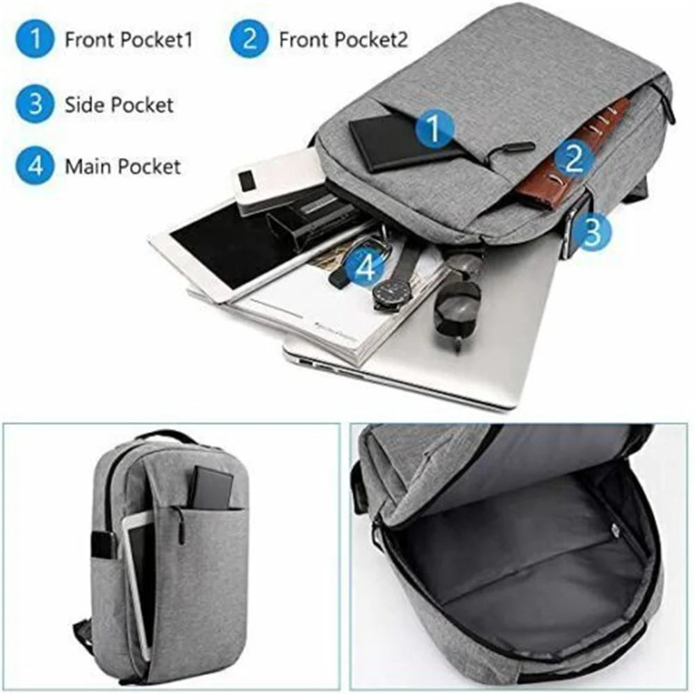 Large Laptop USB Backpack for Women Men Travel Business School Shoulder Bag