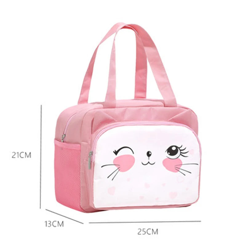 Women's Cartoon Cat Lunch Bag Tote Box Food Storage