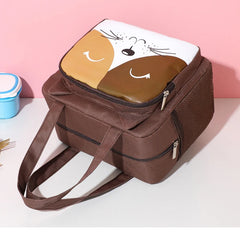 Women's Cartoon Cat Lunch Bag Tote Box Food Storage