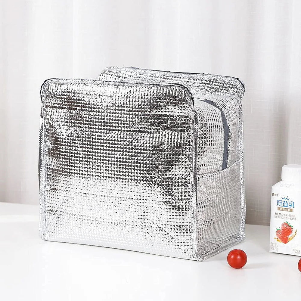 Portable Insulated Lunch Bag Pink Letter Print Food Storage Handbag