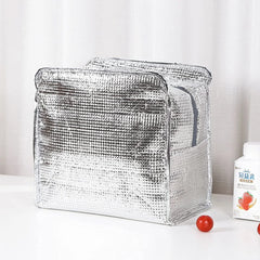 Portable Insulated Lunch Bag Pink Letter Print Food Storage Handbag