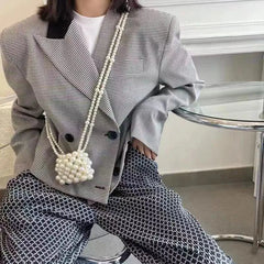 Mini Women Handbag Acrylic Beads Purse Small Crossbody Bag