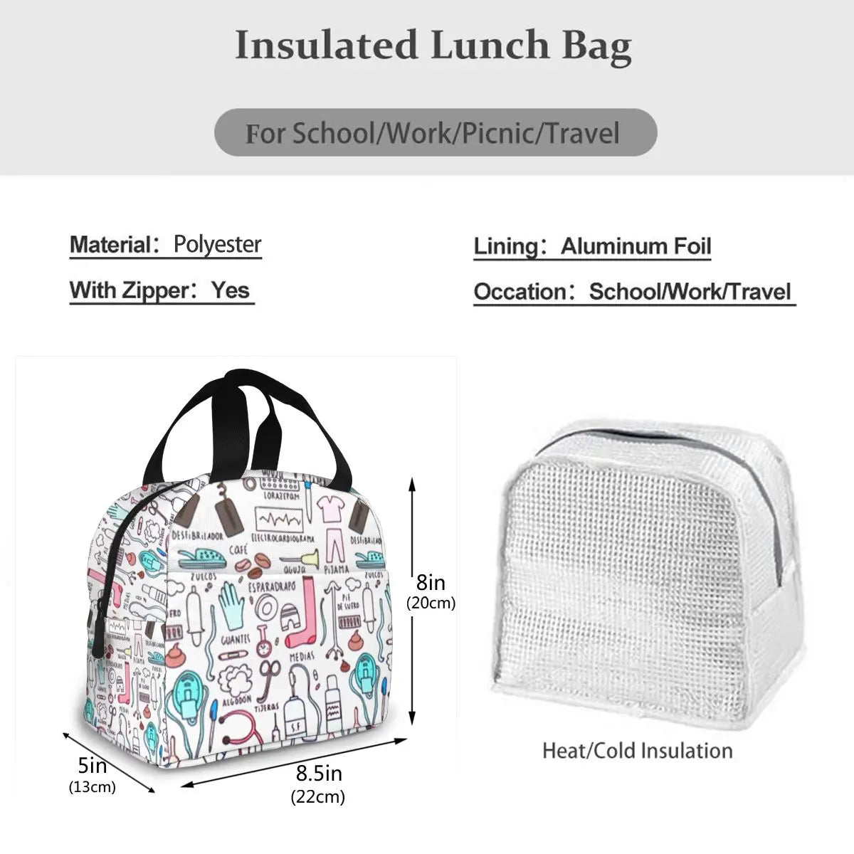 Portable Nurse Bag Insulated Lunch Bags for Women