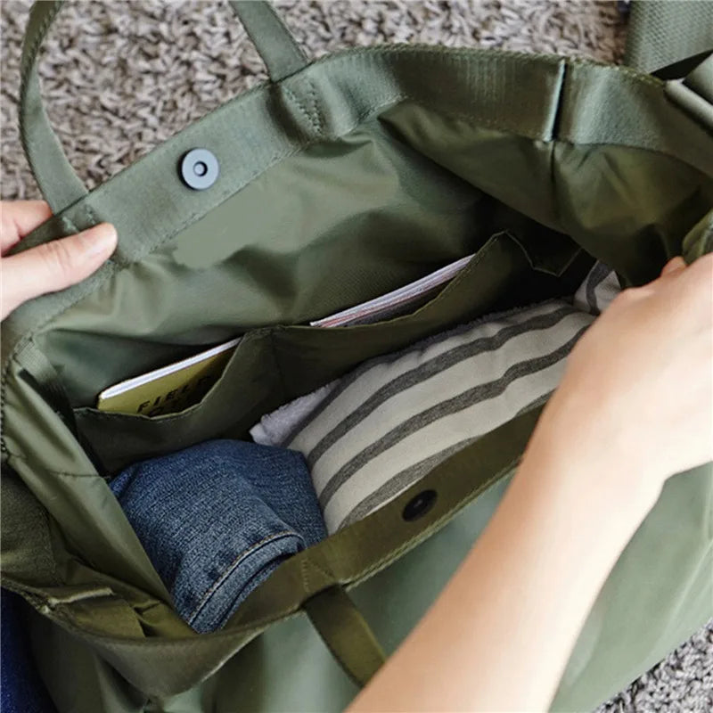Portable Nylon Storage Organizer Bag Large Capacity Totes Shopping Shoulder Bag