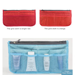Portable Organizer Insert Bag Women Nylon Travel Insert Double Zipper Handbag