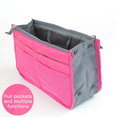 Portable Organizer Insert Bag Women Nylon Travel Insert Double Zipper Handbag