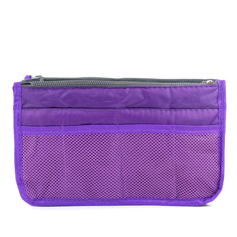 Portable Organizer Insert Bag Women Nylon Travel Insert Double Zipper Handbag