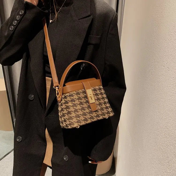 Small Box Bags Women Lattice Vintage Shoulder Messenger Bag