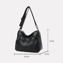 Casual Women PU Leather Crossbody Bag Large Capacity Multi-zipper Bag