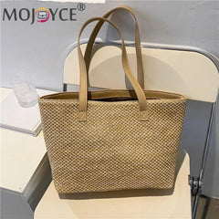 Woven PU Leather Shoulder Tote Bag for Women