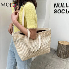 Woven PU Leather Shoulder Tote Bag for Women