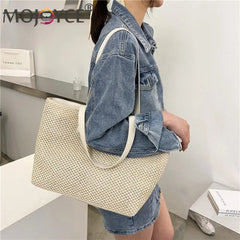 Woven PU Leather Shoulder Tote Bag for Women