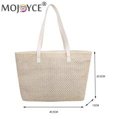 Woven PU Leather Shoulder Tote Bag for Women