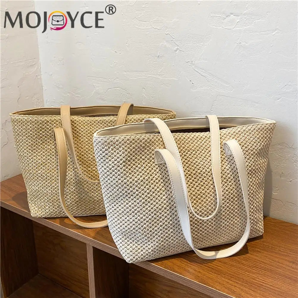 Woven PU Leather Shoulder Tote Bag for Women
