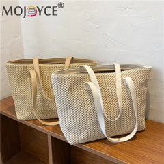 Woven PU Leather Shoulder Tote Bag for Women