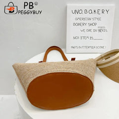 Straw Shoulder Tote Bag for Summer Beach Holiday Travel