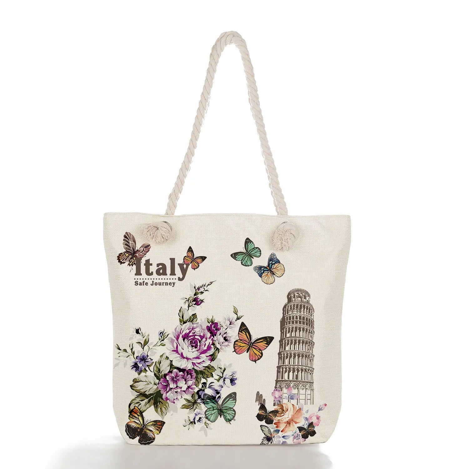 Thick Rope Linen Shoulder Bag High Capacity Summer Travel Beach Shopping Bag