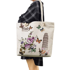 Thick Rope Linen Shoulder Bag High Capacity Summer Travel Beach Shopping Bag