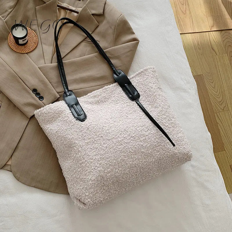 Plush Tote Handbag Women's Winter Shoulder Bag