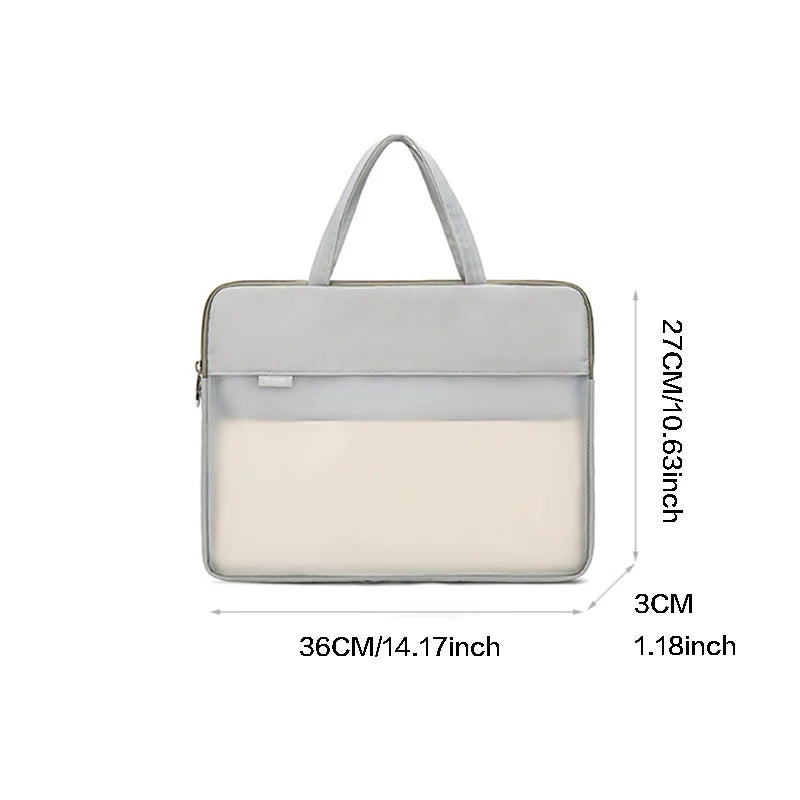 Portable Translucent Briefcase High Capacity File Organize Handbag