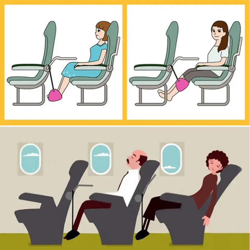 Portable Travel Aviation Seat Foot Pad Adjustable Stand Foot Rest Feet Hammock