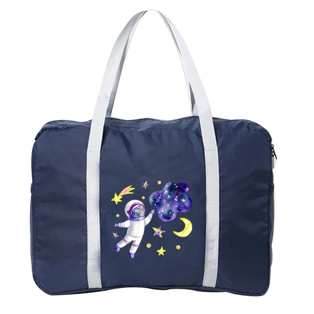 Portable Travel Bag Women Luggage Business Trip Astronaut Pattern Large Capacity