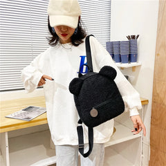 Portable Lamb Fleece Women's Backpack