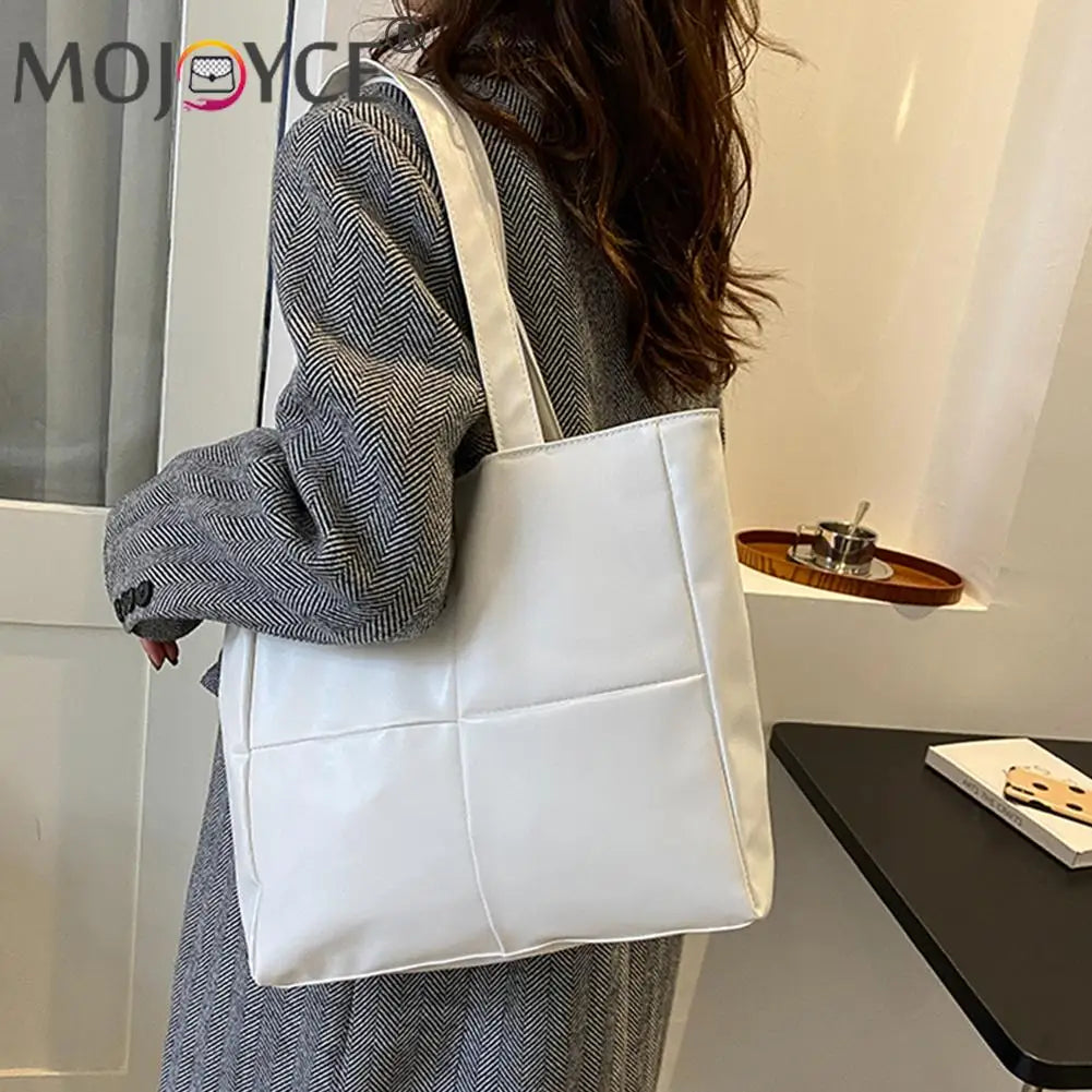 Travel Women Large Capacity Handbags PU Leather Solid Top-handle Bag