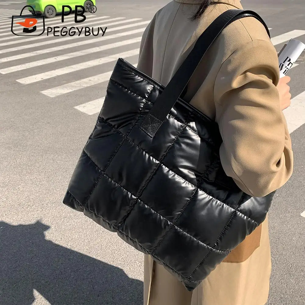 Women's Portable Padded Nylon Space Bag - Solid Quilted Lattice