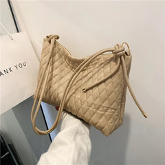 Women Cotton Padded PU Leather Large Capacity Handbag B559
