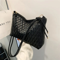 Women Cotton Padded PU Leather Large Capacity Handbag B559