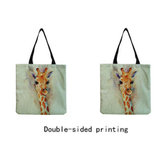Portable Women Eco Friendly Bag Giraffe Printed High Capacity