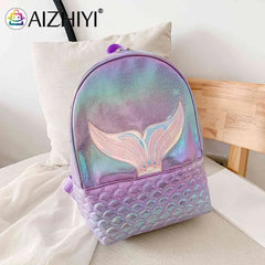 Women Laser Travel Backpack Fish Tail Bookbag