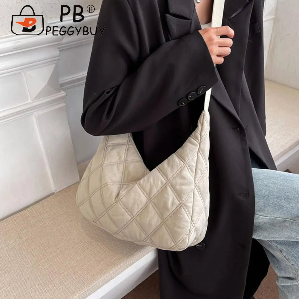 Portable Women Nylon Cotton Padded Shoulder Crossbody Bag