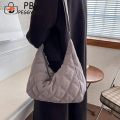 Portable Women Nylon Cotton Padded Shoulder Crossbody Bag