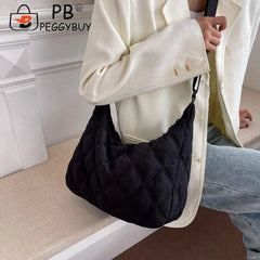 Portable Women Nylon Cotton Padded Shoulder Crossbody Bag